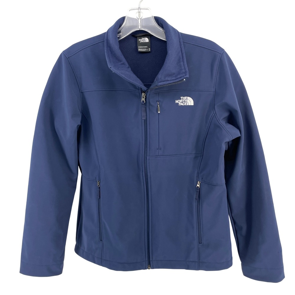 The North Face‎ Windwall Softshell Jacket Womens M Navy Blue Zip Fleece Lined